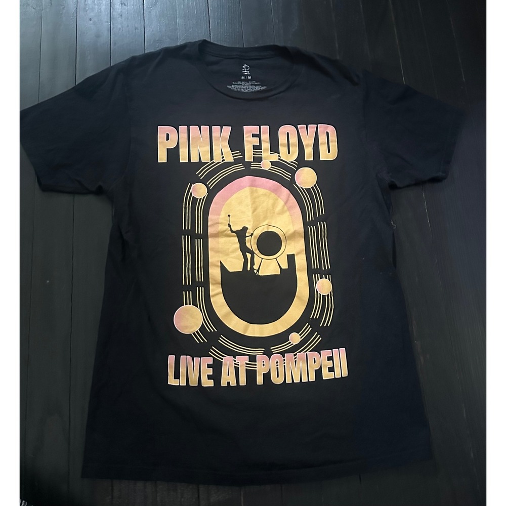 Pink Floyd Live at Pompeii Black Graphic T-Shirt Mens Medium Rock Band Tee 2022